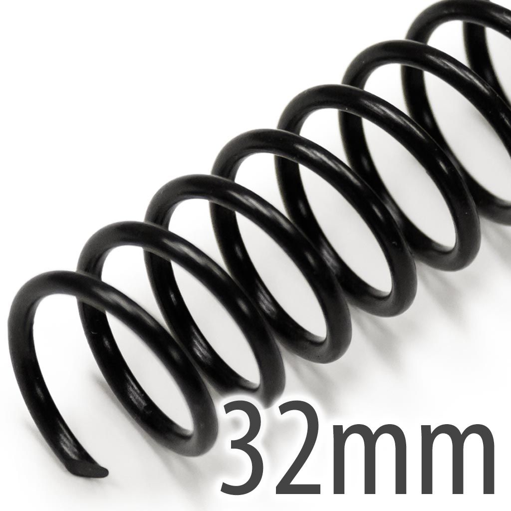 Spiral Plastic Coil 4:1 12" [Black, 32 mm (1-1/4")] 100 /Box