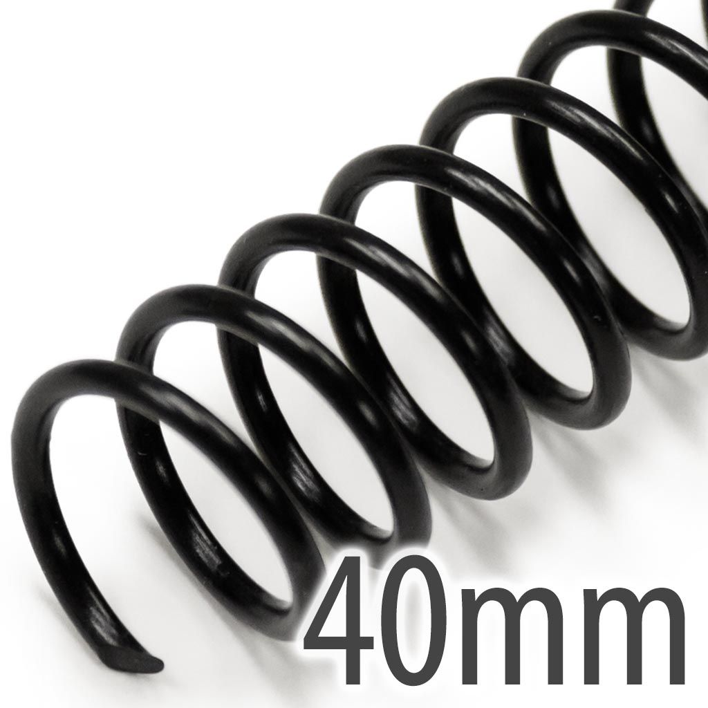 Spiral Plastic Coil 4:1 12" [Black, 40 mm (1-5/8")] 100 /Box