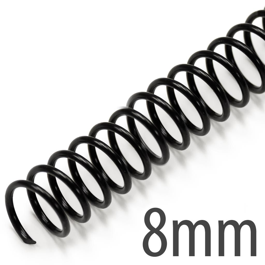 Spiral Plastic Coil 4:1 12" [Black, 8 mm (5/16")] 100 /Box