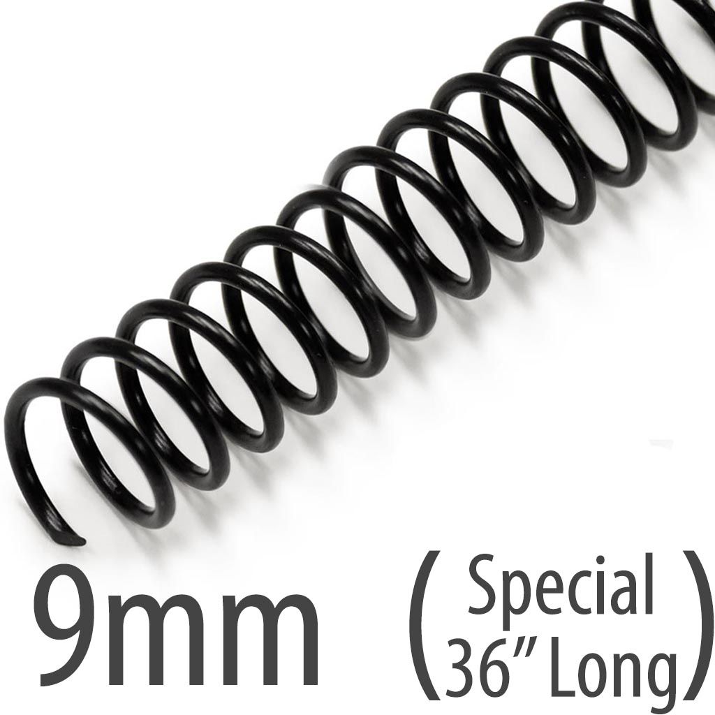9mm Black Spiral Binding Coils, 36" Long