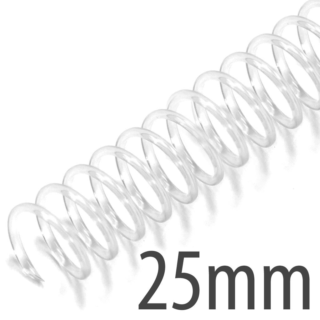 Spiral Plastic Coil 4:1 12" [Clear, 25 mm (1")] 100 /Box