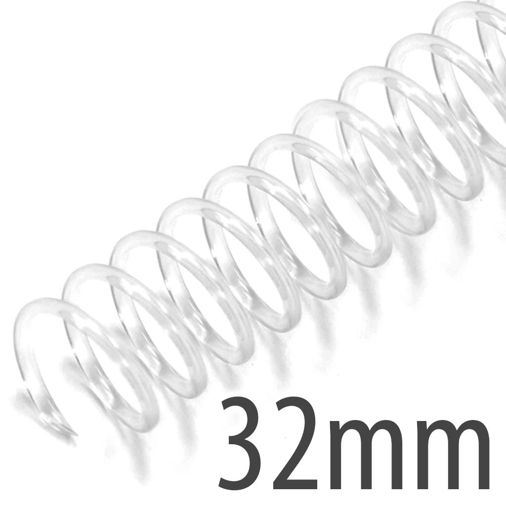 Spiral Plastic Coil 4:1 12" [Clear, 32 mm (1-1/4")] 100 /Box