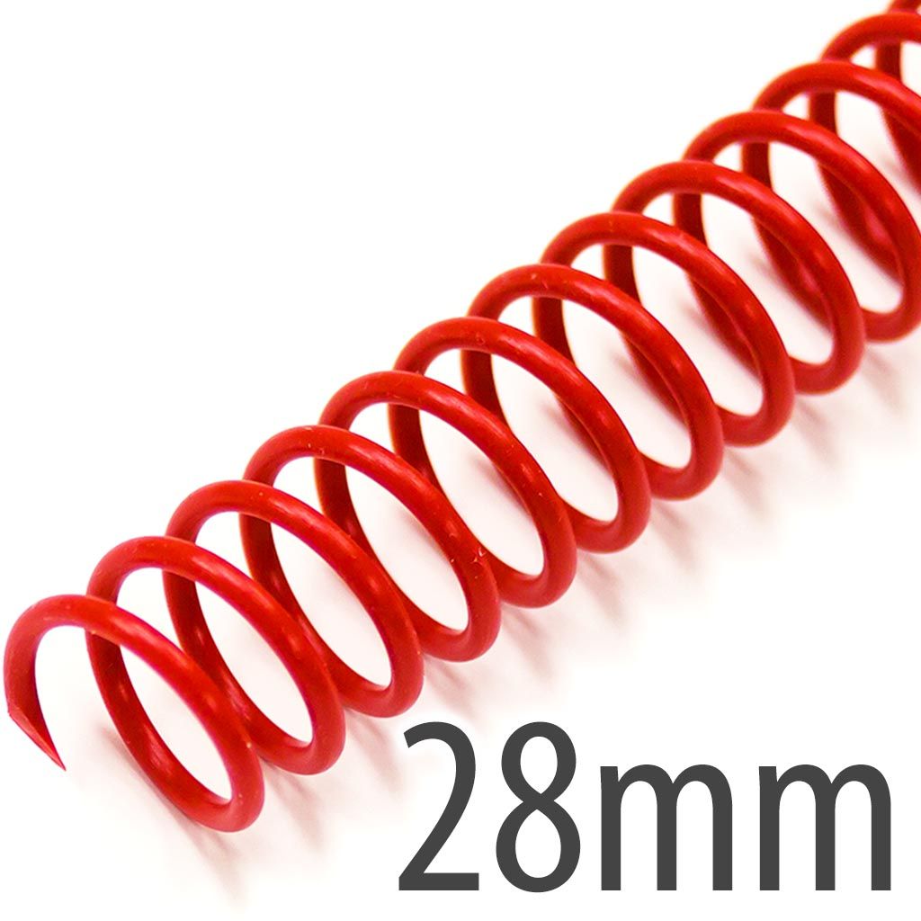 Spiral Plastic Coil 4:1 12" [Red, 28 mm (1-1/8")] 100 /Box