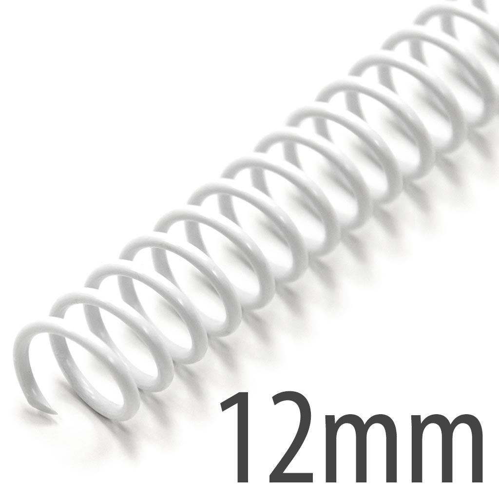Spiral Plastic Coil 4:1 12" [White, 12 mm (1/2")] 100 /Box