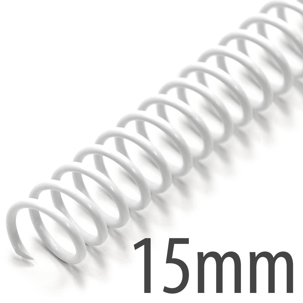 Spiral Plastic Coil 4:1 12" [White, 15 mm (19/32")] 100 /Box