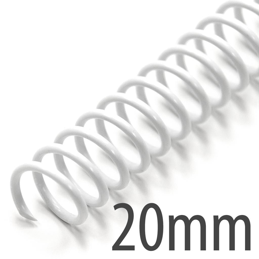 Spiral Plastic Coil 4:1 36" [White, 20 mm (3/4")] 100 /Box