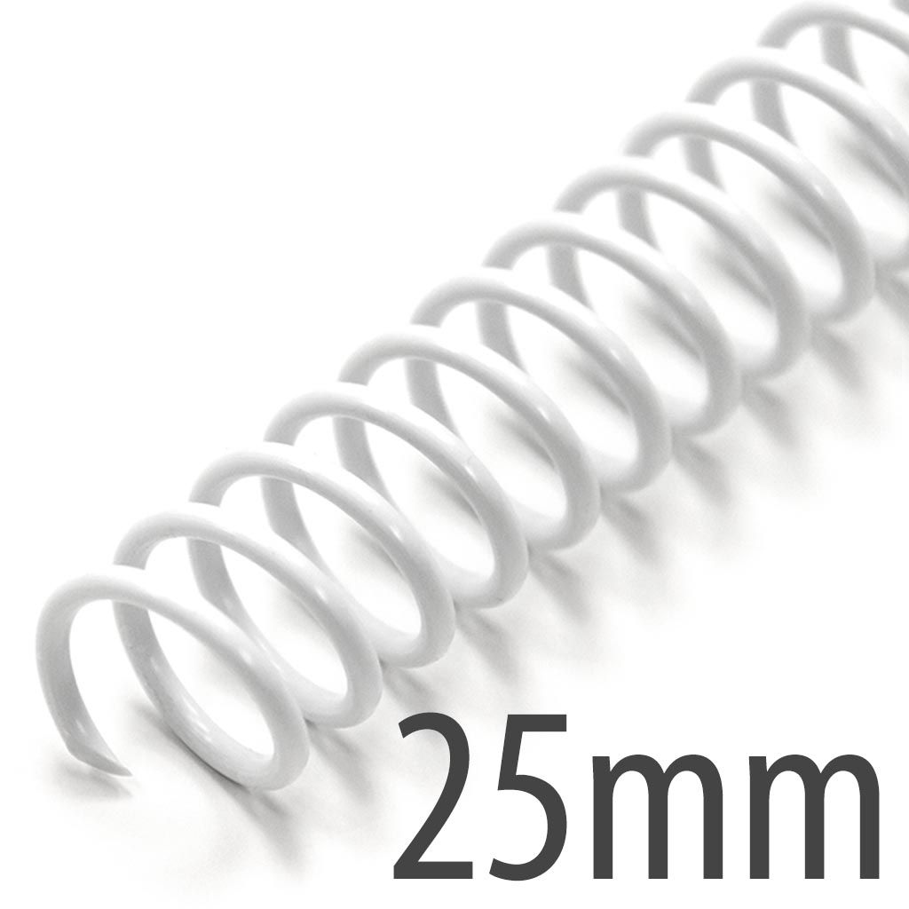 Spiral Plastic Coil 4:1 12" [White, 25 mm (1")] 100 /Box
