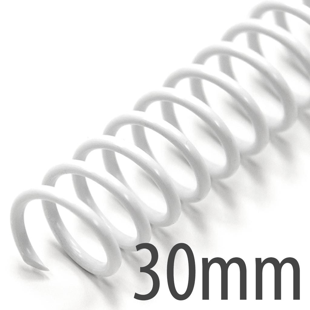 Spiral Plastic Coil 4:1 12" [White, 30 mm (1-3/16")] 100 /Box