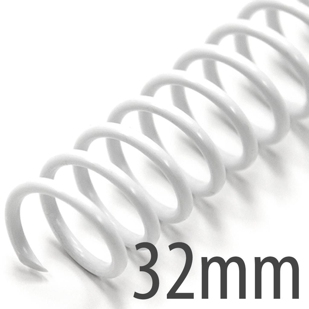 Spiral Plastic Coil 4:1 12" [White, 32 mm (1-1/4")] 100 /Box