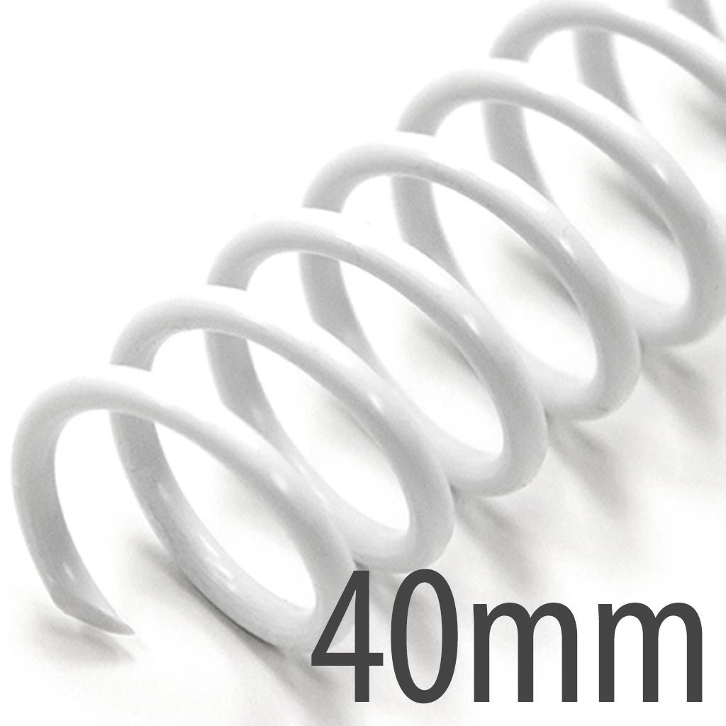 Spiral Plastic Coil 4:1 12" [White, 40 mm (1-5/8")] 100 /Box