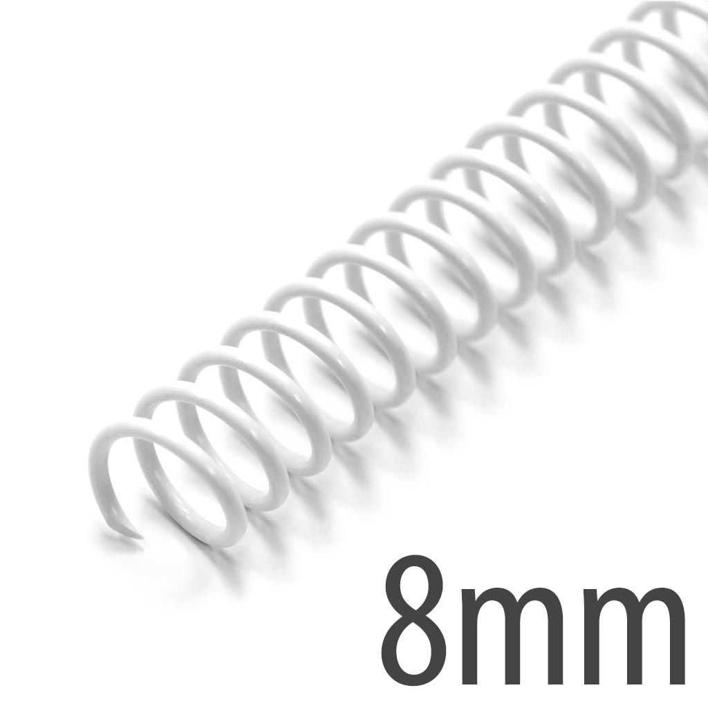 Spiral Plastic Coil 4:1 12" [White, 8 mm (5/16")] 100 /Box