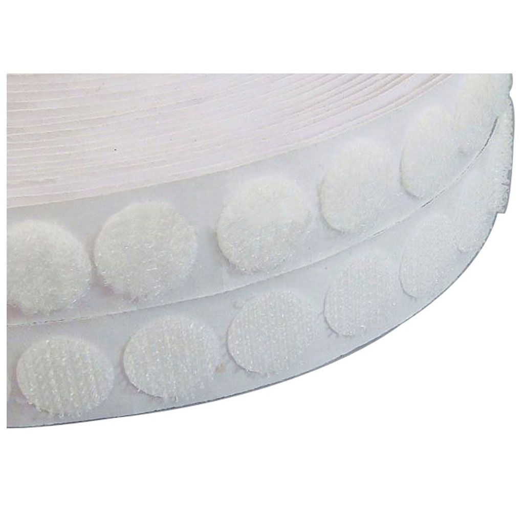 100 x Plastidome White 20mm ~50 Hook & 50 Loop Dots~Circles Discs Self Adhesive 