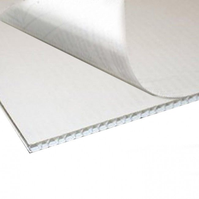 Corrugated Plastic Mount Board w/ Self Stick Adhesive [White, 24" X 36"] 10 /Pack