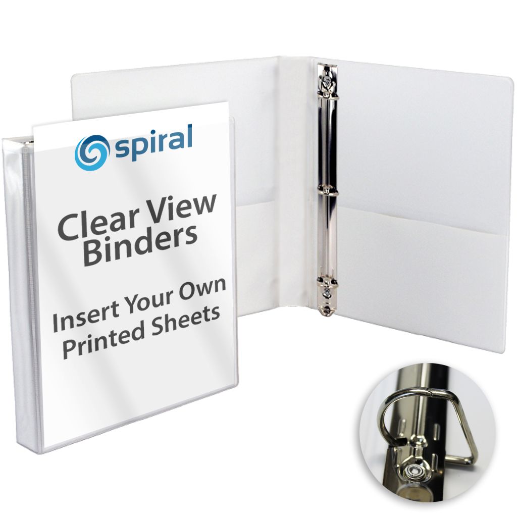 Premium Clear Overlay Binder with Pockets [White, 4", SLANT D] 6 /Box